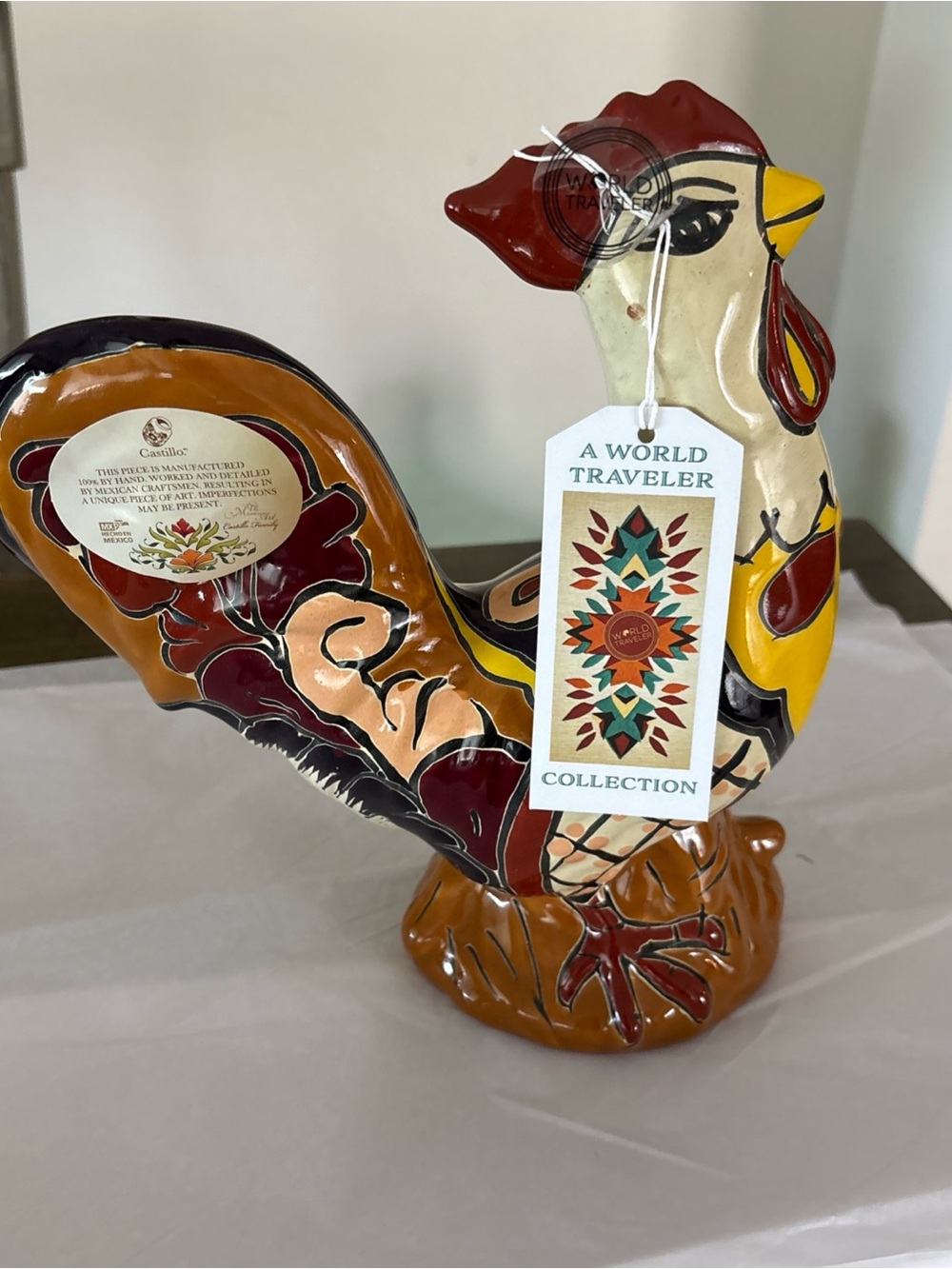 Telavera Rooster hand made and painted Mexico signed  10"x 9”